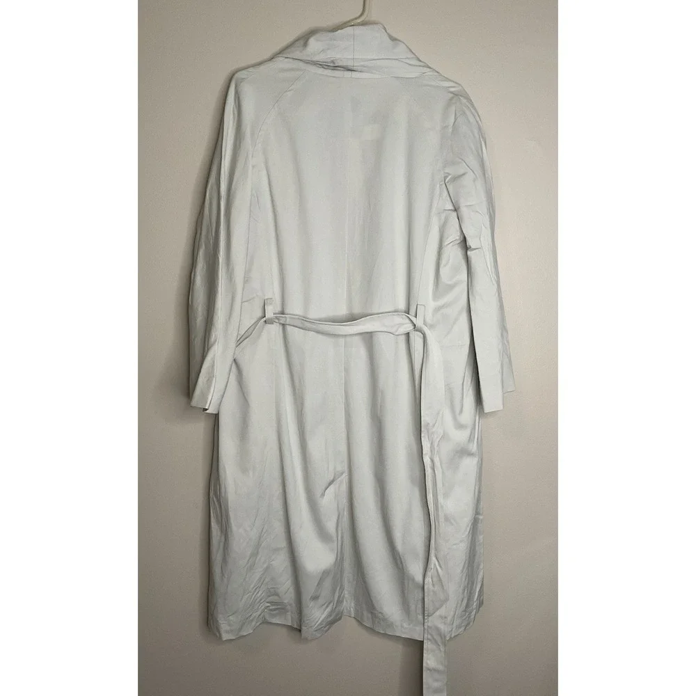 NWT Eileen Fisher Elagant Twill‎ Side-Tie  Cotton Blend Trench Bone Wrap Coat M
